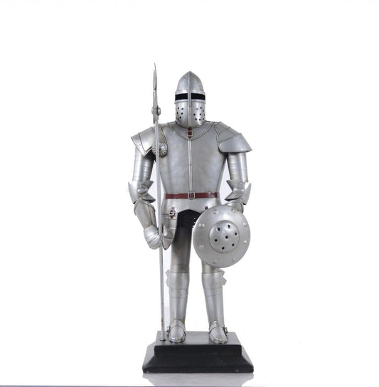 17" Silver Metal Hand Painted Figurine Tabletop Sculpture HomeRoots
