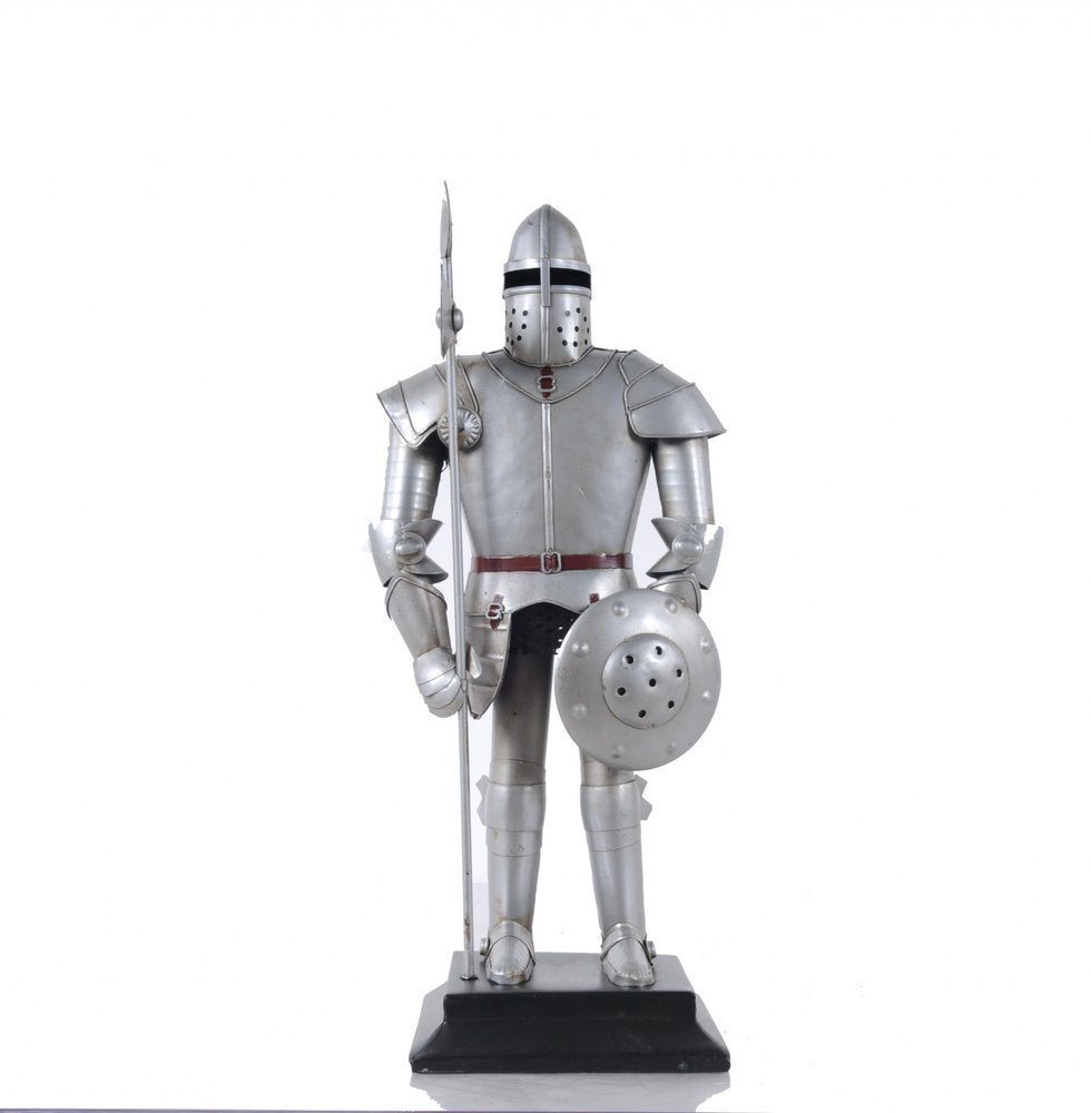 17" Silver Metal Hand Painted Figurine Tabletop Sculpture HomeRoots