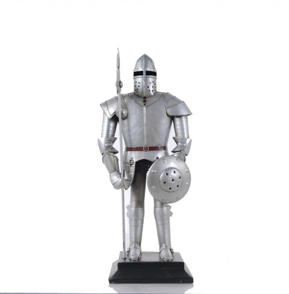 17" Silver Metal Hand Painted Figurine Tabletop Sculpture HomeRoots