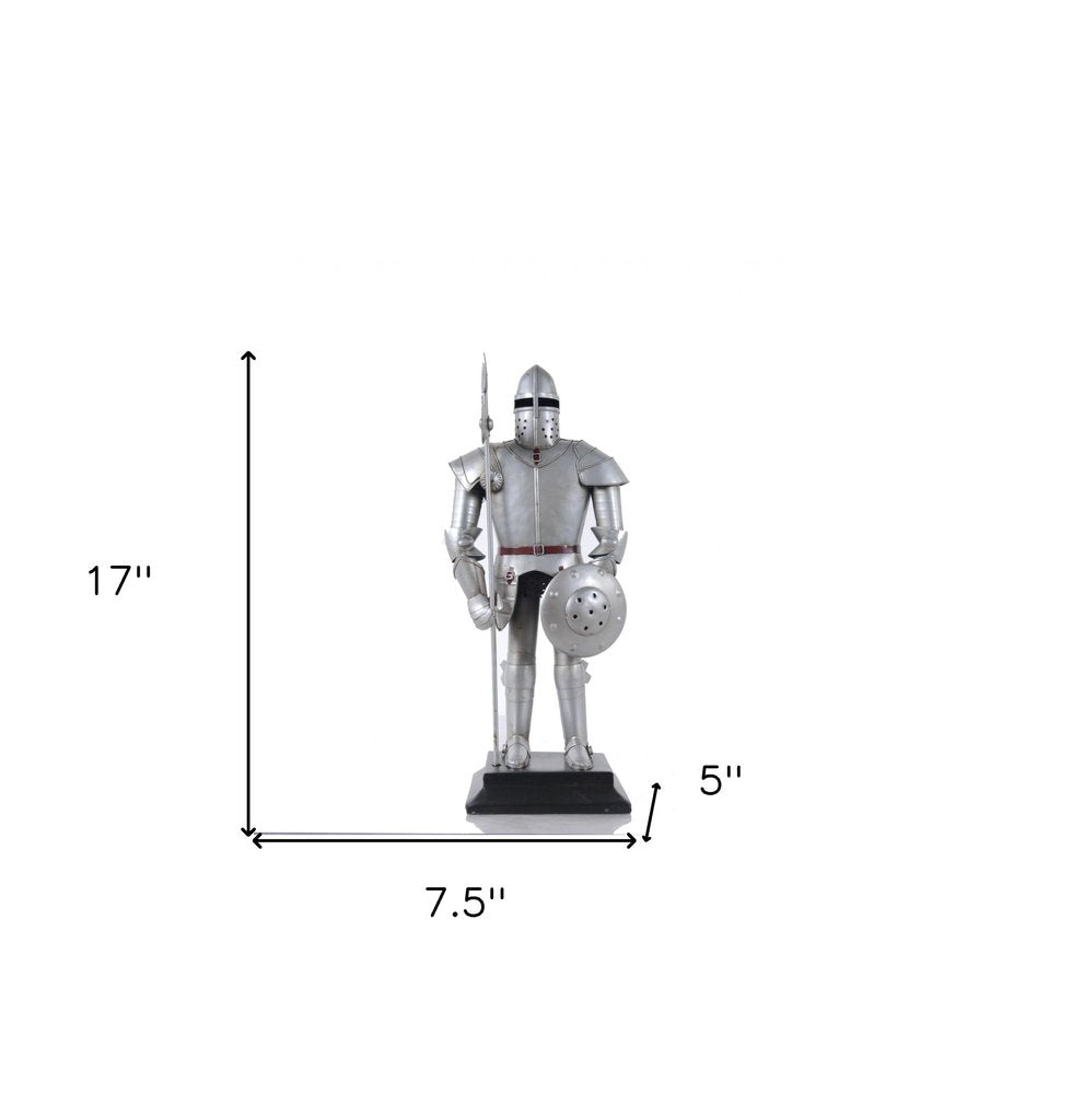 17" Silver Metal Hand Painted Figurine Tabletop Sculpture HomeRoots