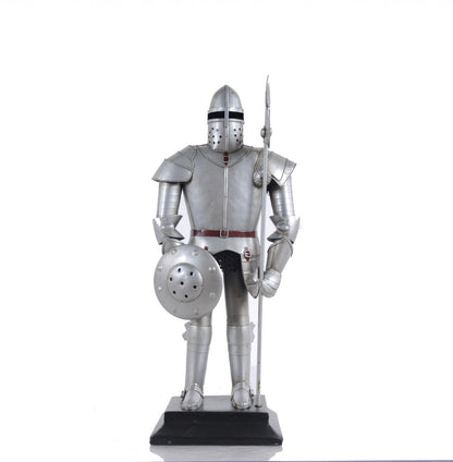 17" Silver Metal Hand Painted Figurine Tabletop Sculpture HomeRoots