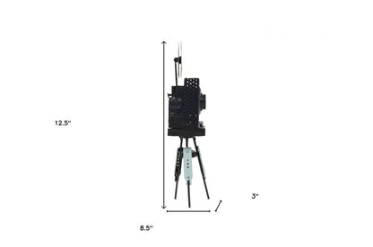 13" Black Metal Hand Painted Figurine Tabletop Sculpture HomeRoots