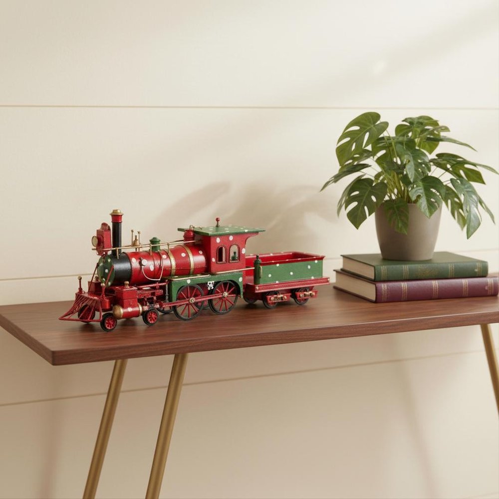 Handmade Tin Christmas Train Model HomeRoots