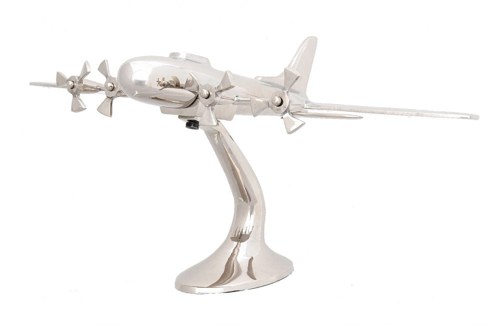 11" Nickel Metal Hand Painted Model Airplane Tabletop Sculpture HomeRoots