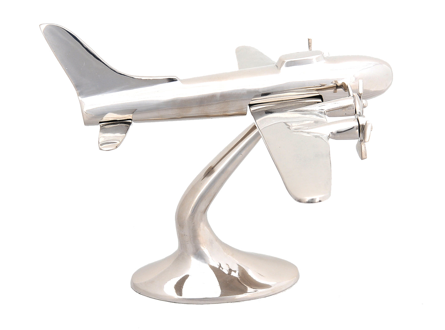 11" Nickel Metal Hand Painted Model Airplane Tabletop Sculpture