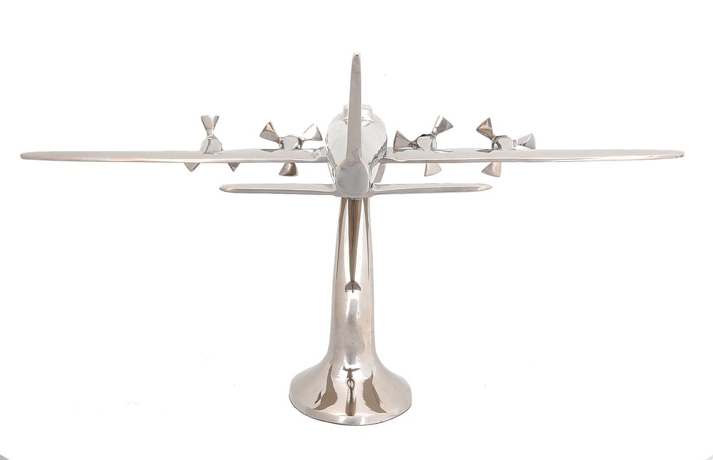 11" Nickel Metal Hand Painted Model Airplane Tabletop Sculpture HomeRoots