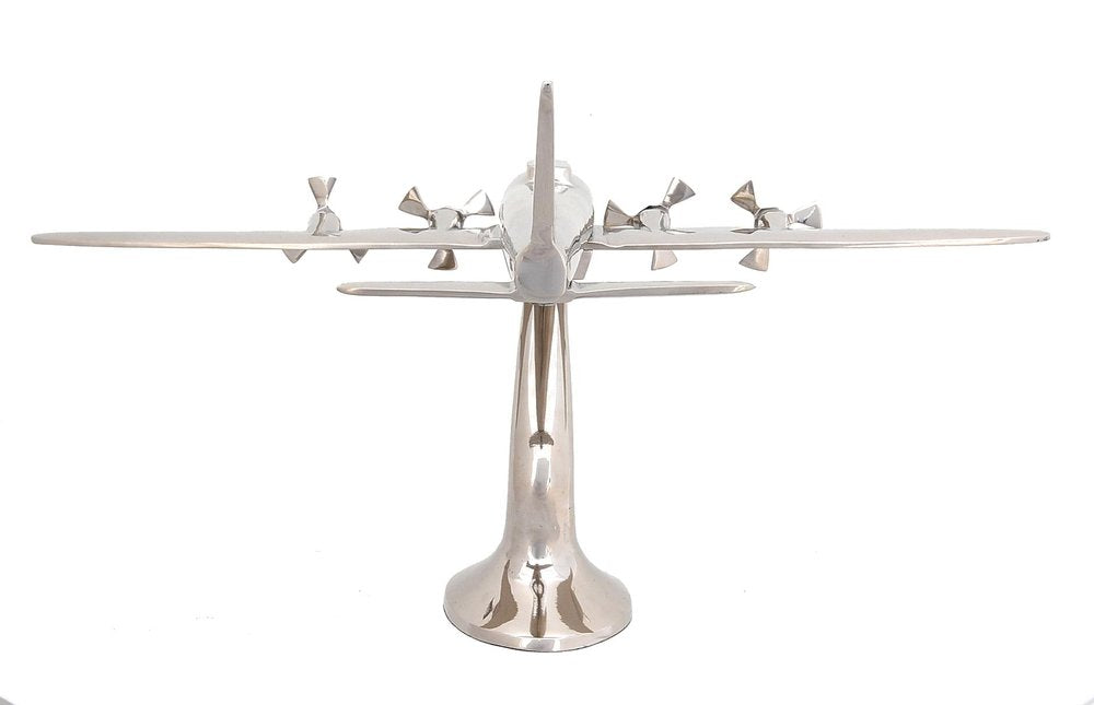 11" Nickel Metal Hand Painted Model Airplane Tabletop Sculpture HomeRoots