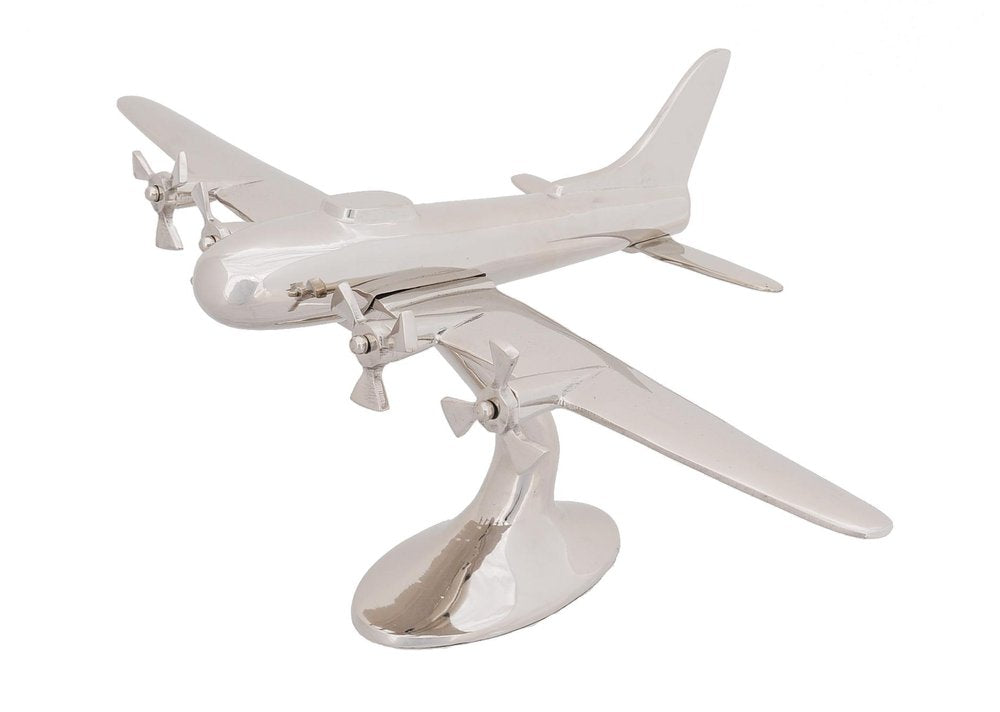 11" Nickel Metal Hand Painted Model Airplane Tabletop Sculpture HomeRoots