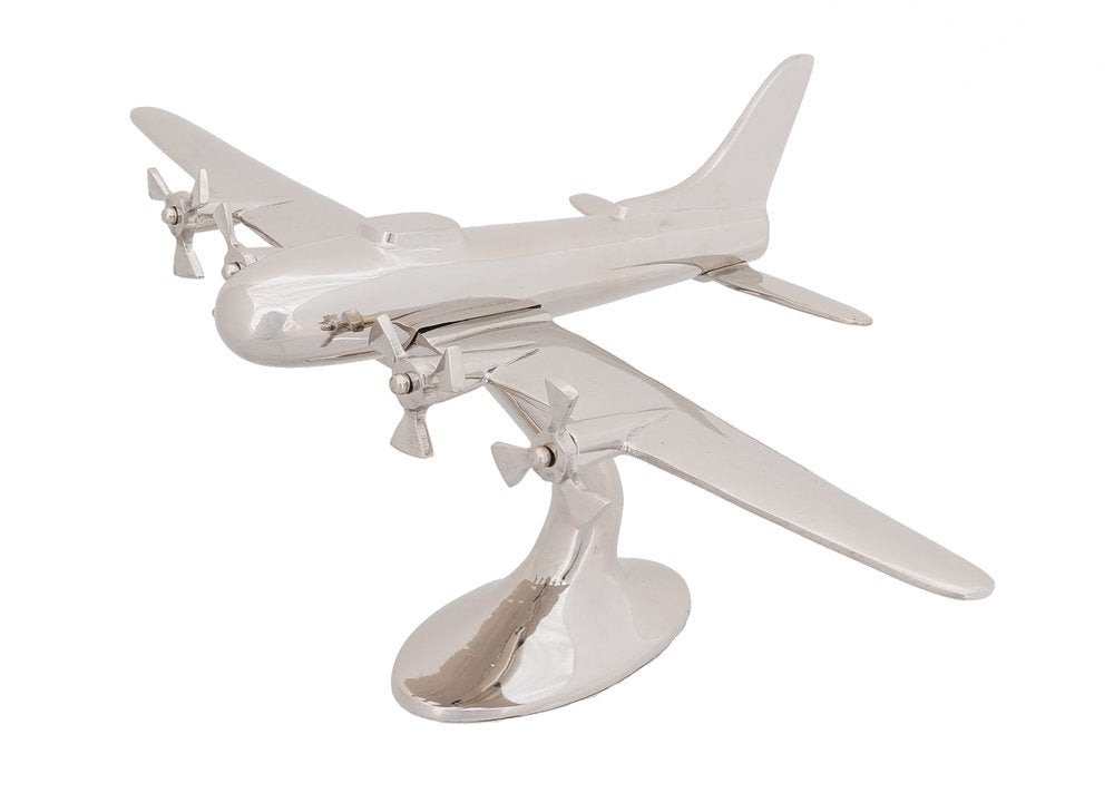 11" Nickel Metal Hand Painted Model Airplane Tabletop Sculpture HomeRoots