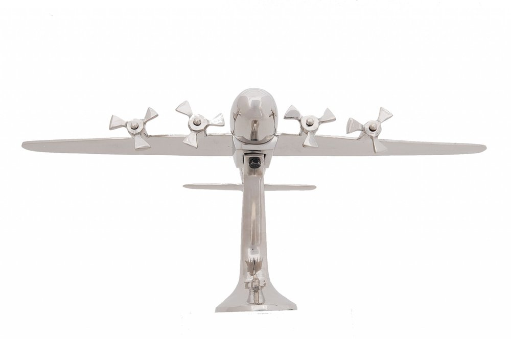 11" Nickel Metal Hand Painted Model Airplane Tabletop Sculpture HomeRoots