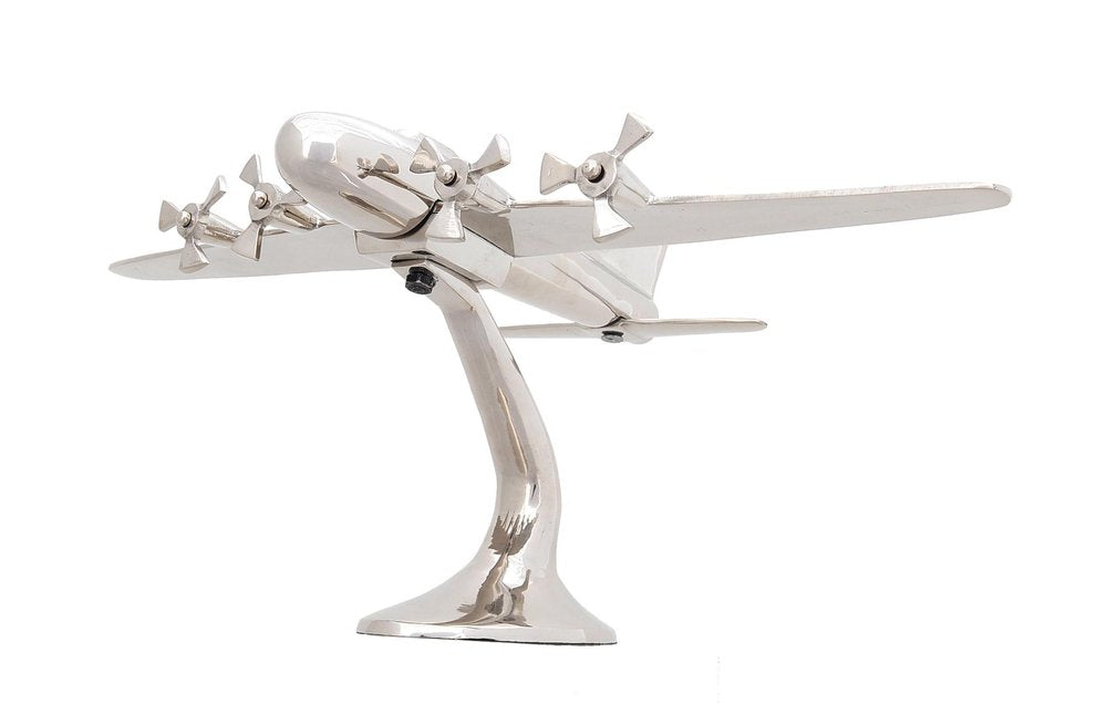 11" Nickel Metal Hand Painted Model Airplane Tabletop Sculpture HomeRoots