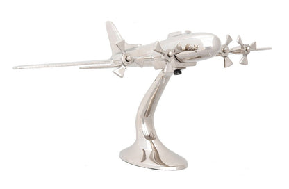 11" Nickel Metal Hand Painted Model Airplane Tabletop Sculpture HomeRoots