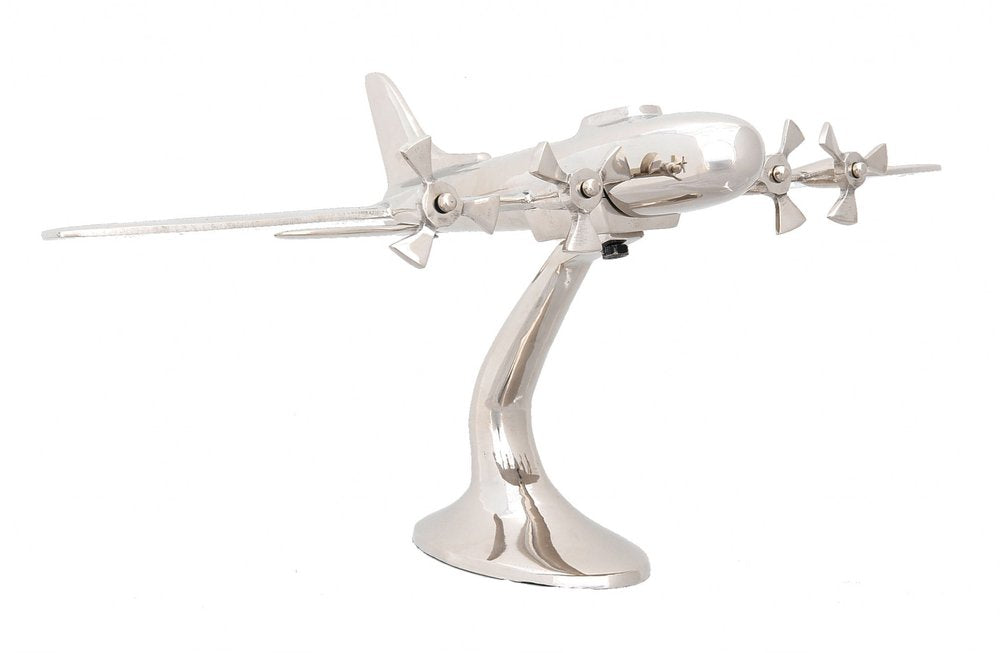 11" Nickel Metal Hand Painted Model Airplane Tabletop Sculpture HomeRoots