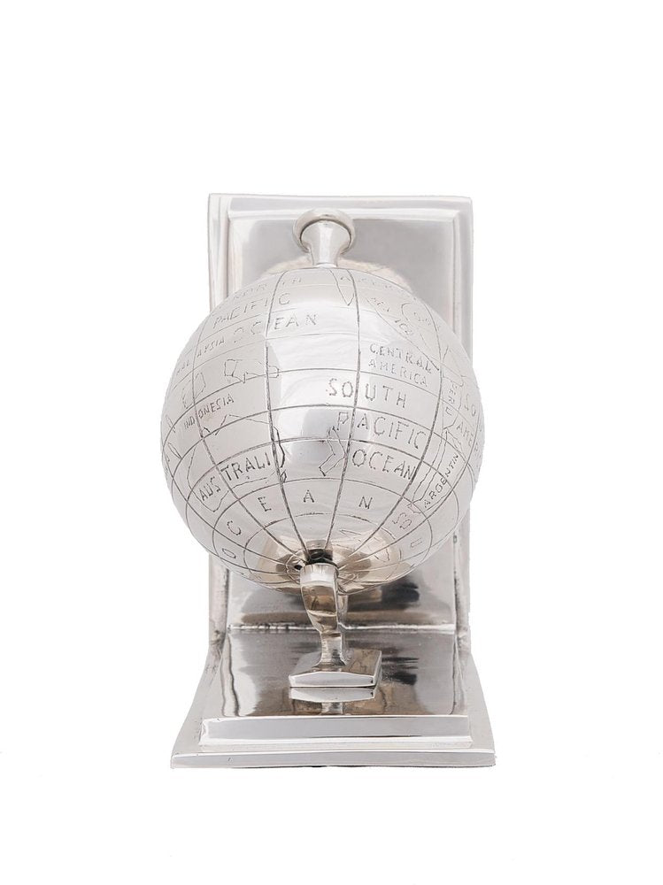 Set of Two Aluminum  Globe Bookend HomeRoots