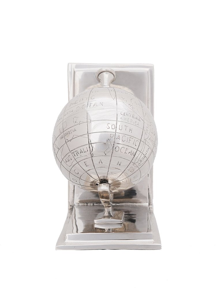 Set of Two Aluminum  Globe Bookend HomeRoots