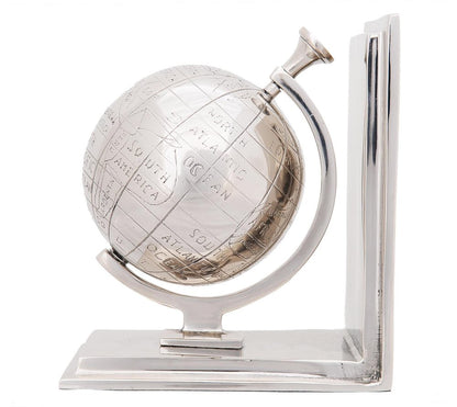 Set of Two Aluminum  Globe Bookend HomeRoots