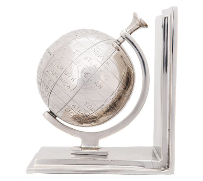 Set of Two Aluminum  Globe Bookend HomeRoots