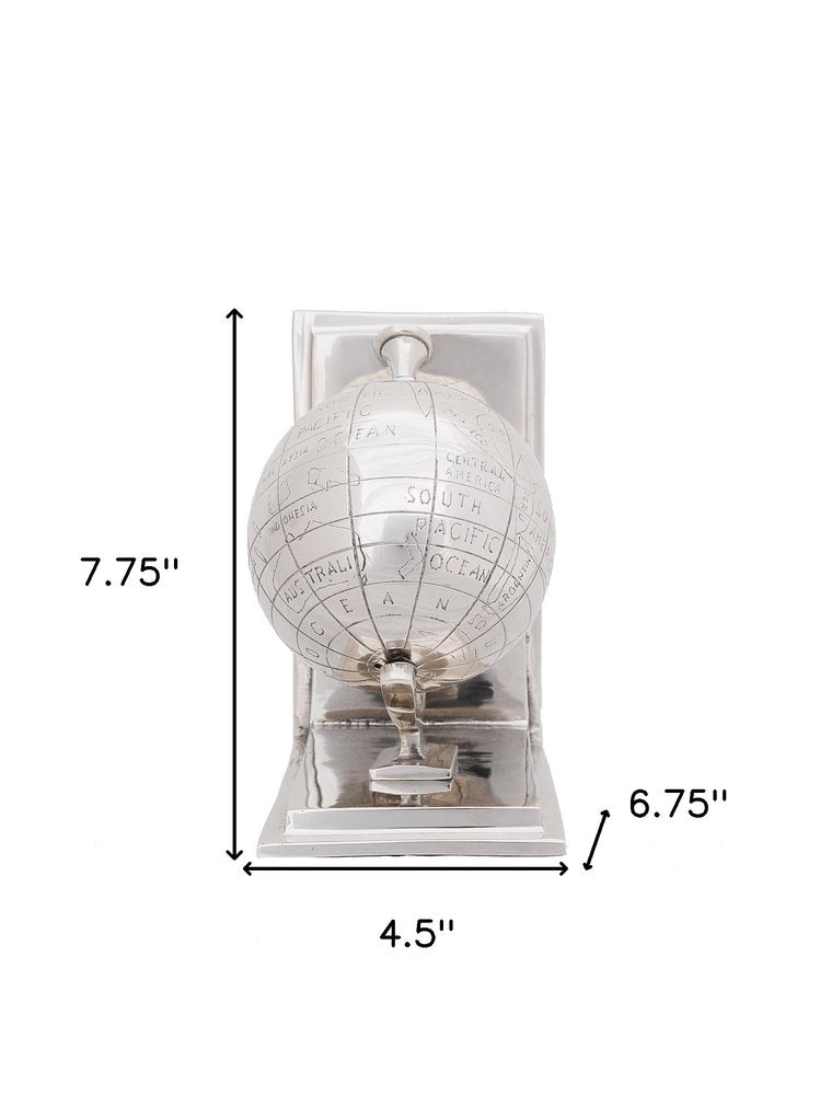 Set of Two Aluminum  Globe Bookend HomeRoots