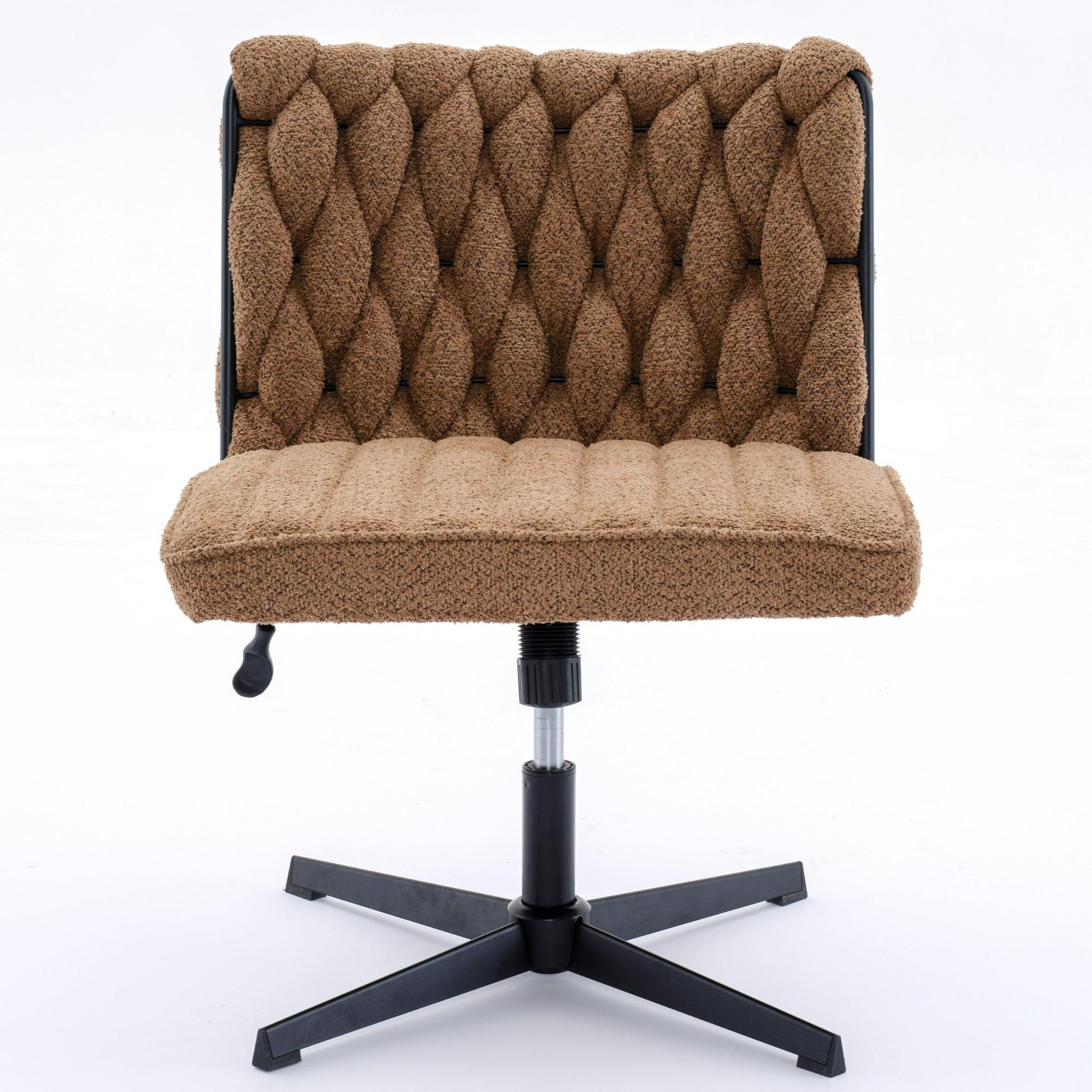 Armless Office Desk Chair No Wheels BROWN - FurniFindUSA