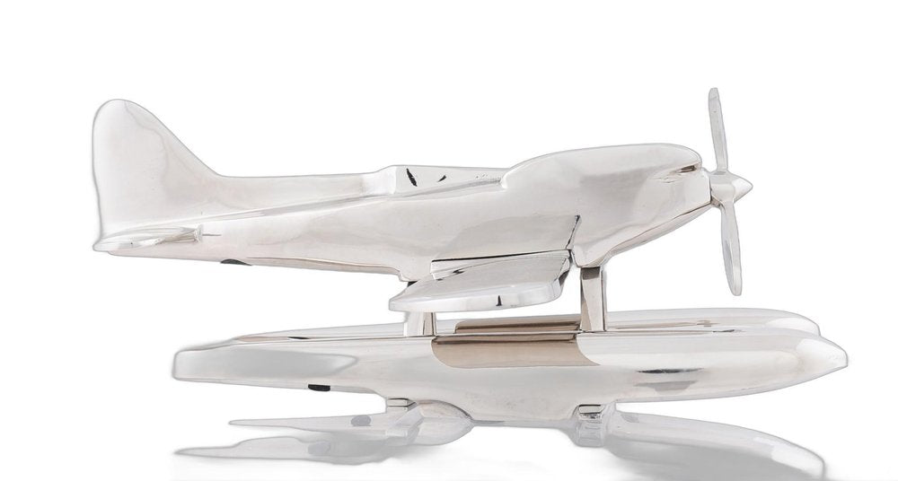 7" Nickel Metal Hand Painted Model Airplane Tabletop Sculpture HomeRoots