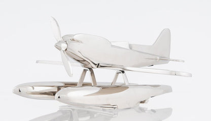 7" Nickel Metal Hand Painted Model Airplane Tabletop Sculpture HomeRoots