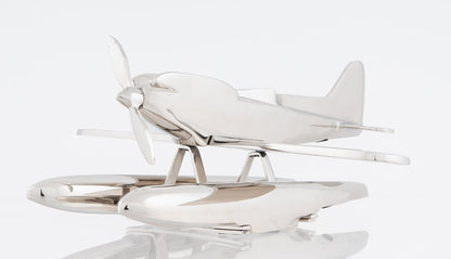 7" Nickel Metal Hand Painted Model Airplane Tabletop Sculpture HomeRoots