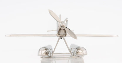 7" Nickel Metal Hand Painted Model Airplane Tabletop Sculpture HomeRoots
