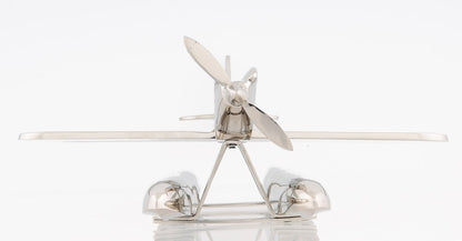 7" Nickel Metal Hand Painted Model Airplane Tabletop Sculpture HomeRoots