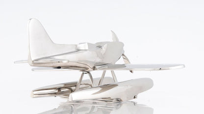 7" Nickel Metal Hand Painted Model Airplane Tabletop Sculpture HomeRoots