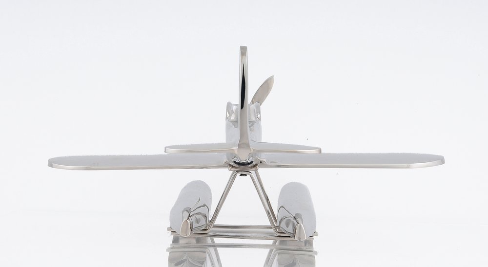 7" Nickel Metal Hand Painted Model Airplane Tabletop Sculpture HomeRoots