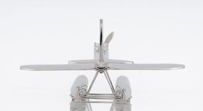 7" Nickel Metal Hand Painted Model Airplane Tabletop Sculpture HomeRoots