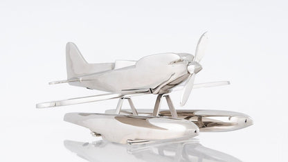 7" Nickel Metal Hand Painted Model Airplane Tabletop Sculpture HomeRoots