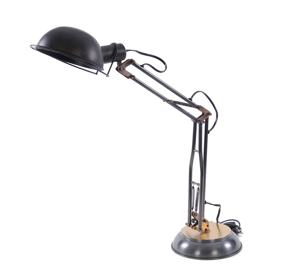 33" Black Metal Desk Table Lamp With Black Bowl Shade HomeRoots