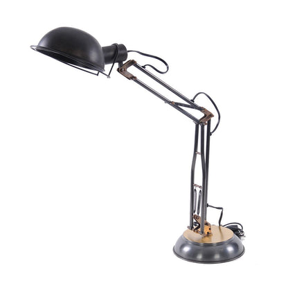 33" Black Metal Desk Table Lamp With Black Bowl Shade HomeRoots