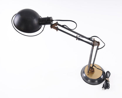 33" Black Metal Desk Table Lamp With Black Bowl Shade HomeRoots