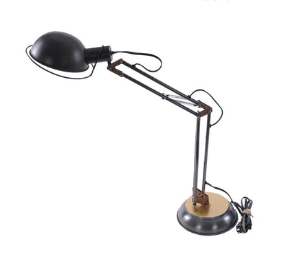 33" Black Metal Desk Table Lamp With Black Bowl Shade HomeRoots