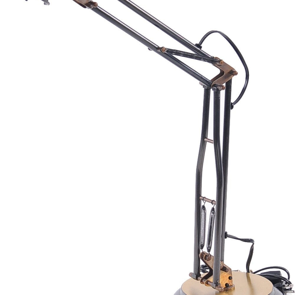 33" Black Metal Desk Table Lamp With Black Bowl Shade HomeRoots