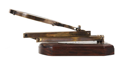 7.5" X 14.5" X 28" Brass Big Magnifier Glass With Wooden Base HomeRoots