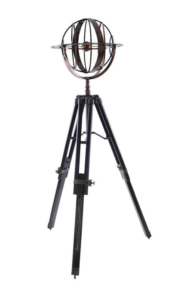 25" X 25" X 45.75" Brass Armillary With Wood Stand — view 7