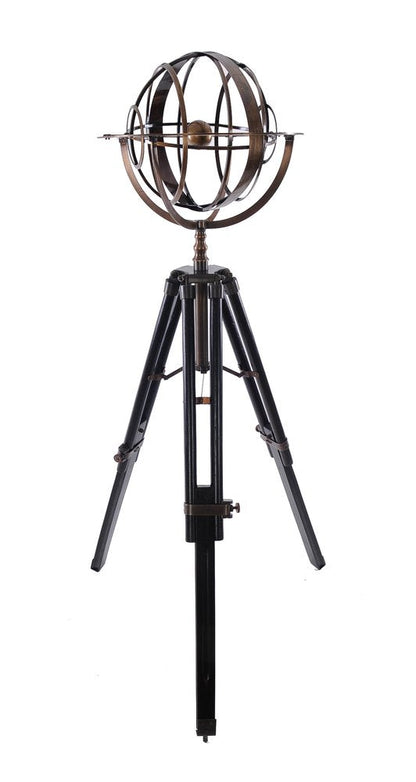 25" X 25" X 45.75" Brass Armillary With Wood Stand HomeRoots