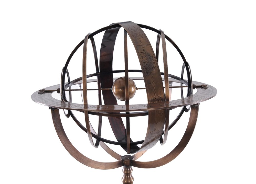 25" X 25" X 45.75" Brass Armillary With Wood Stand HomeRoots