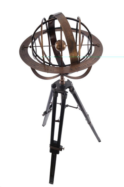 25" X 25" X 45.75" Brass Armillary With Wood Stand HomeRoots