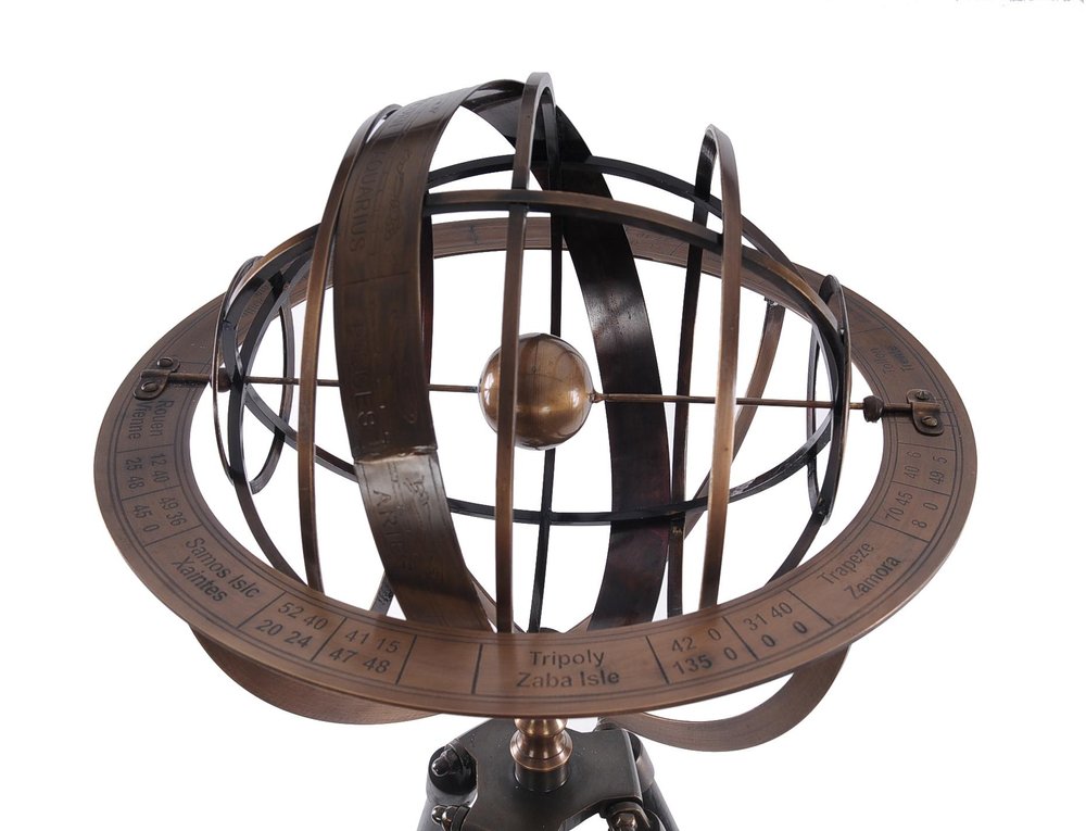 25" X 25" X 45.75" Brass Armillary With Wood Stand HomeRoots
