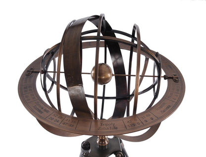 25" X 25" X 45.75" Brass Armillary With Wood Stand HomeRoots