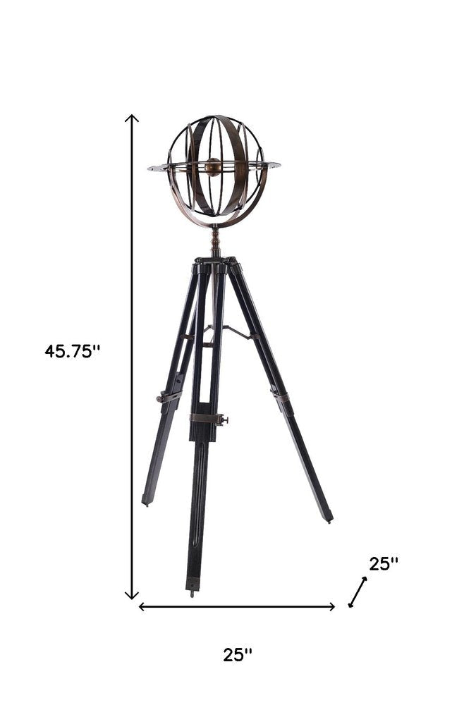 25" X 25" X 45.75" Brass Armillary With Wood Stand HomeRoots