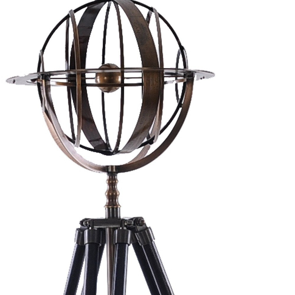 25" X 25" X 45.75" Brass Armillary With Wood Stand HomeRoots