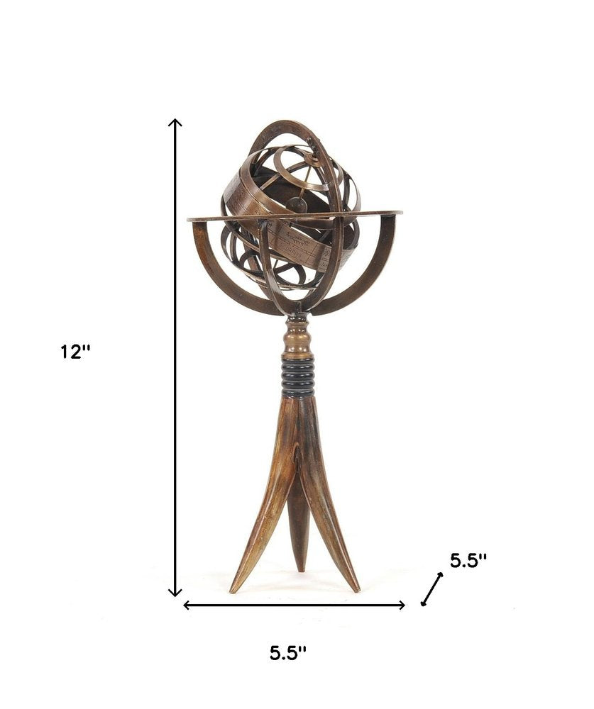 12" Brass Metal Hand Painted Figurine Tabletop Sculpture HomeRoots