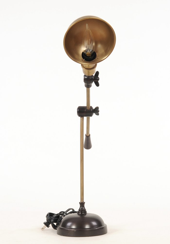 20" Black Metal Adjustable Desk Table Lamp With Gold Bowl Shade HomeRoots