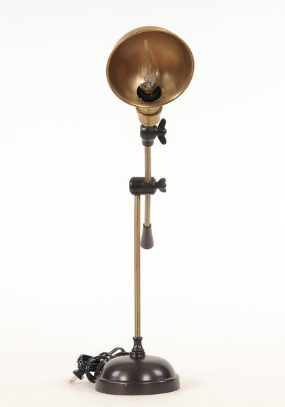20" Black Metal Adjustable Desk Table Lamp With Gold Bowl Shade HomeRoots