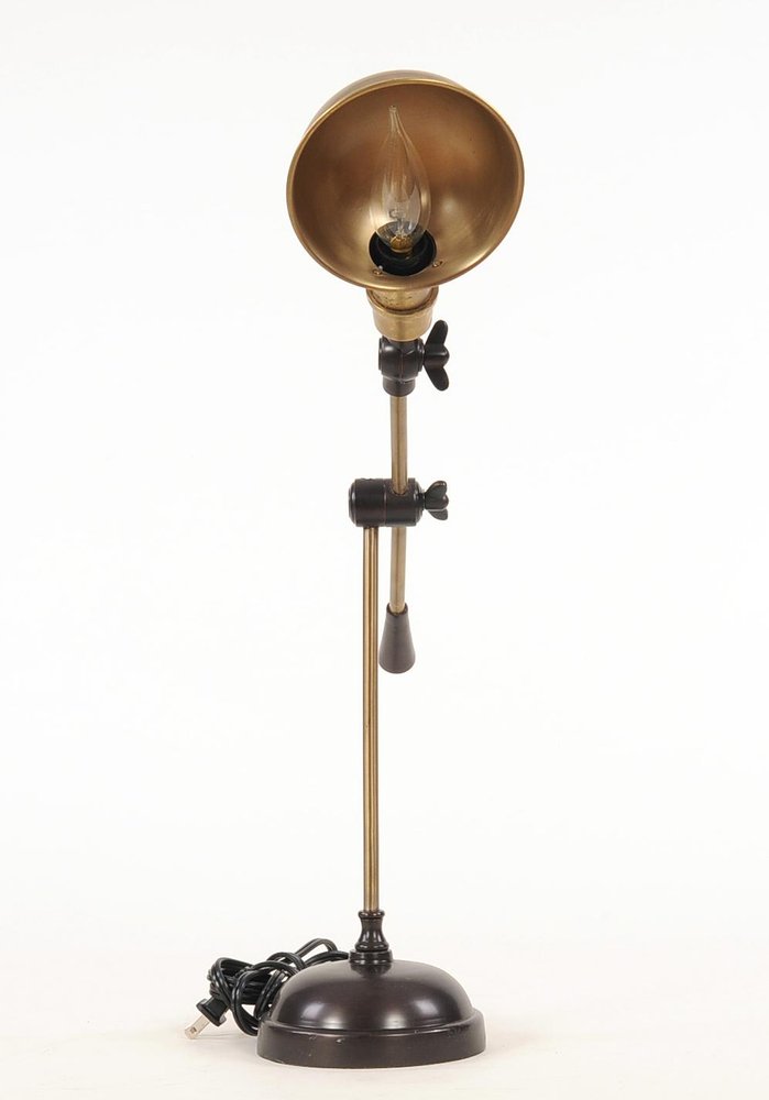 20" Black Metal Adjustable Desk Table Lamp With Gold Bowl Shade HomeRoots